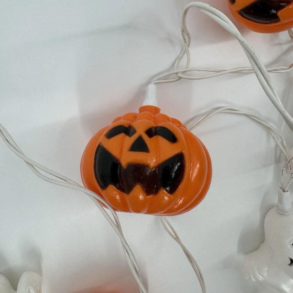 Vintage Halloween Ghost & Jack-O-Lantern String Lights – Tested & Working Retro